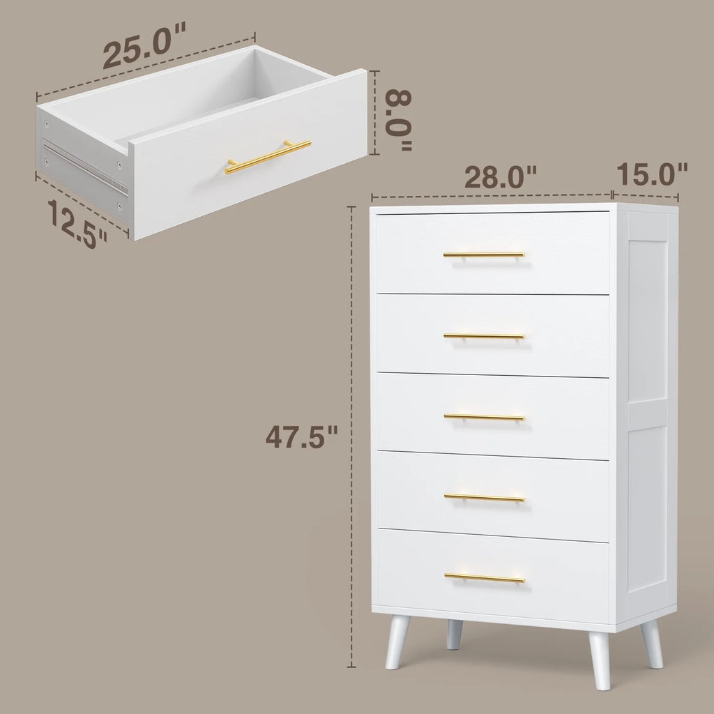 Bedroom Furniture Set - Includes Queen Bed Frame, Nightstands Set of 2, 5 - Drawer Dresser & Double Wide 6 - Drawer Dresser - Modern Storage Solution for Stylish Home Decor, Black - image 13