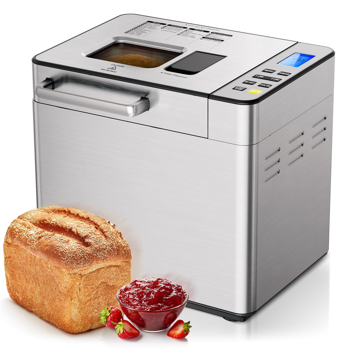 Simzlife 25-in-1 Bread Maker Machine, 2LB Capacity for Dough & Bread with Automatic Fruit and Nut Dispenser, Stainless Steel Construction - image 1