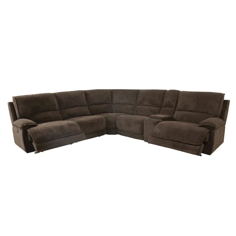 Renic Modern Dark Brown Reclining Sectional Sofa with Console and USB Ports by Furniture of America - image 6