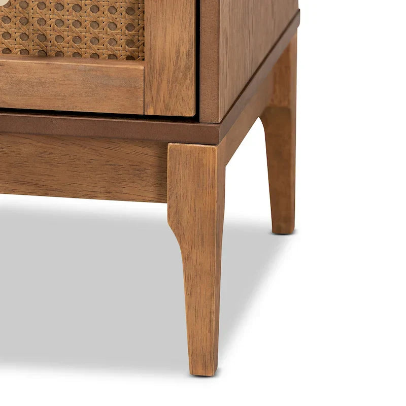 Ramiel Mid-Century Modern 4-Drawer Chest in Ash Walnut with Rattan Accents - image 4