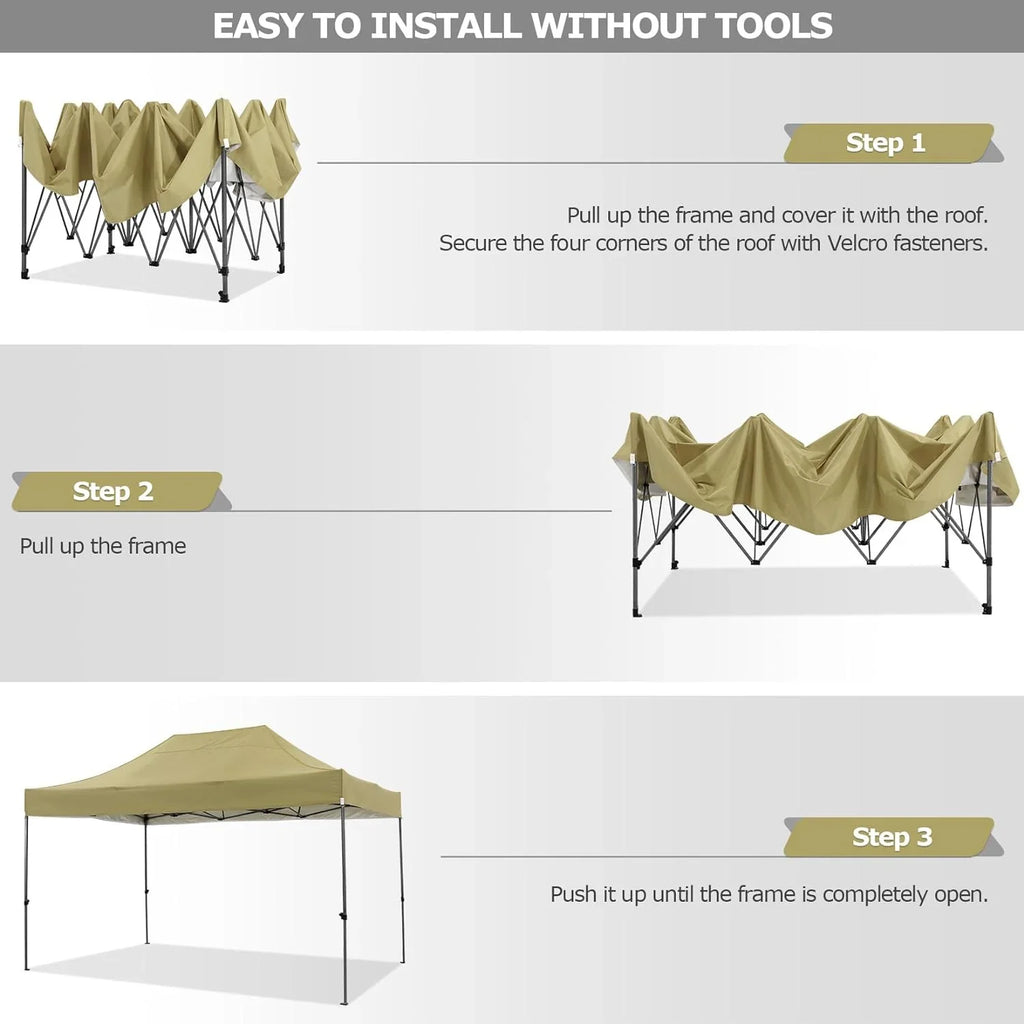 COBIZI 10x20 Heavy Duty Pop up Canopy Tent with 6 sidewalls Easy Up Commercial Outdoor Canopy Wedding Party Tents for Parties All Season Wind & Waterproof Gazebo with Roller Bag,Black(Frame Thickened) - image 157