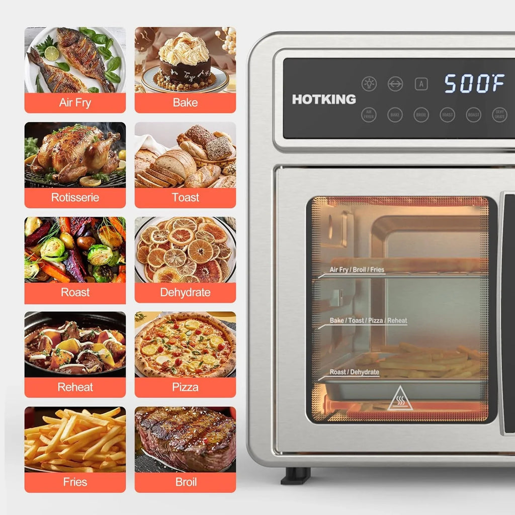 HotKing Dual-Zone Air Fryer Toaster Oven Combo, 28 QT Extra Large, Non Toxic Stainless Steel - image 8