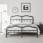Sturdy 18-Inch High Steel Tube Iron Bed with Double Wave Headboard and Footboard - image 12