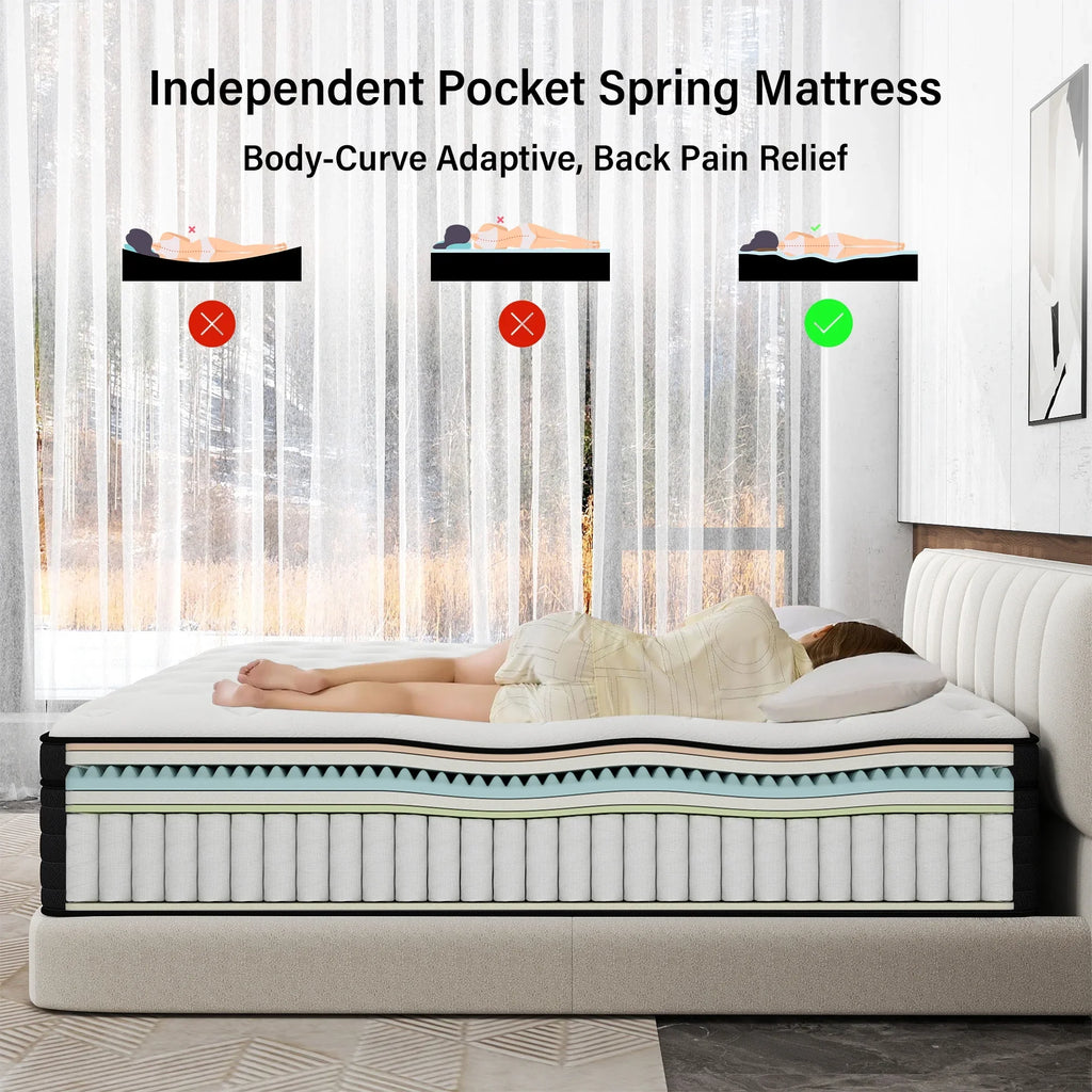 CICIMLU 12 inch Queen Mattress,Gel Memory Foam & Spring Hybrid Medium Comfort Mattress in a Box,CertiPUR-US - image 4