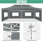 COBIZI 10x20 Heavy Duty Pop up Canopy Tent with 6 sidewalls Easy Up Commercial Outdoor Canopy Wedding Party Tents for Parties All Season Wind & Waterproof Gazebo with Roller Bag,Black(Frame Thickened) - image 209