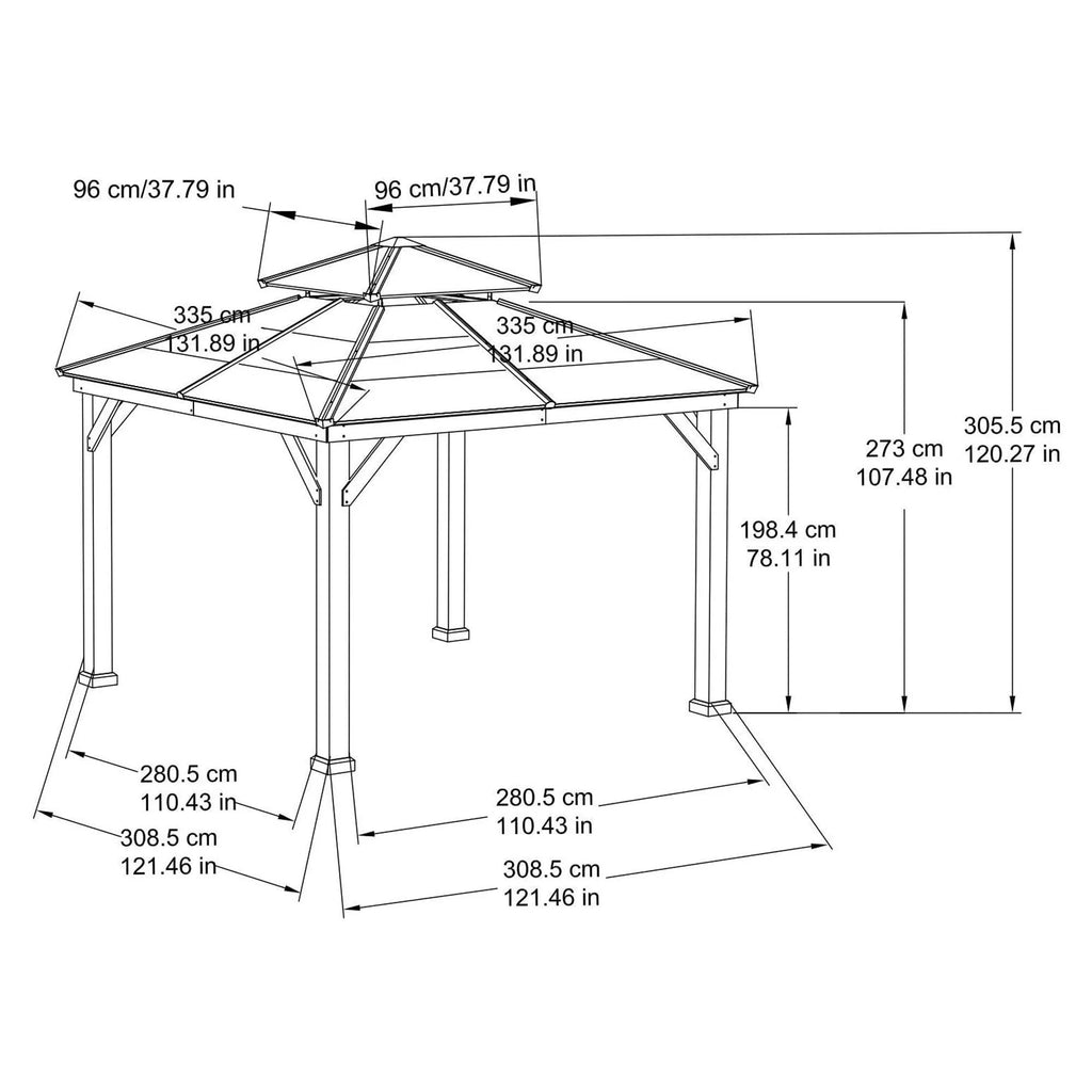 10 ft. x 10 ft. Cedar Framed Gazebo with Steel 2-Tier Hip Roof Hardtop - image 8