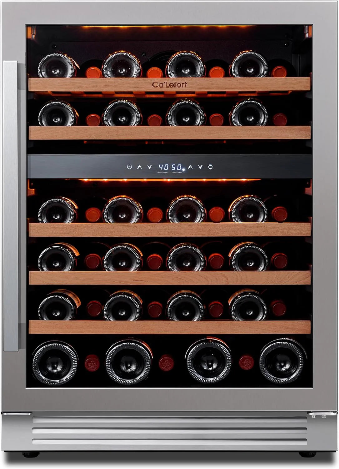 24'' Wine Cooler Refrigerator - 46 Bottle Wine Fridge Dual Zone with Modern Touch Intelligent Digital 40°-65°F Low Noise, Built in or Freestanding Wine Cooler for Home and Kitchen - image 1