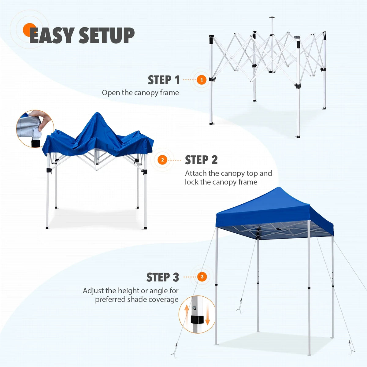 EAGLE PEAK 5x5 Pop up Canopy Tent Instant Outdoor Canopy Easy Set - up Straight Leg Folding Shelter（blue） - image 17