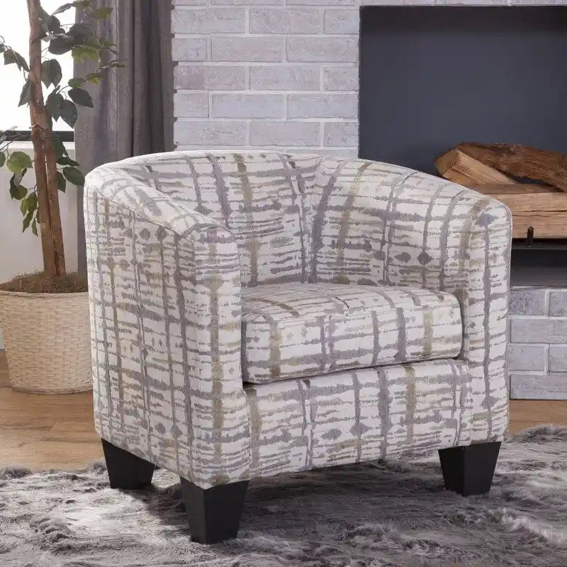 Grafton Home Enzo Gold and Grey Splatter Upholstered Accent Barrel Chair - image 1