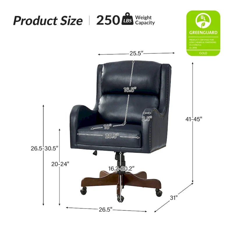 HULALA HOME Pete Adjustable Height Faux Leather Swivel Executive Chair with Tilt Mechanism - image 35