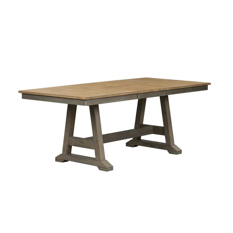 Lindsey Farm 7-Piece Trestle Table Set in Gray and Sandstone - image 3