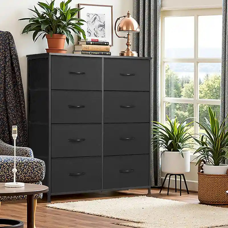 8-Drawer Tall Fabric Dresser for Bedroom - Stylish Closet Organizer Tower with Wooden Top and Metal Frame - image 1