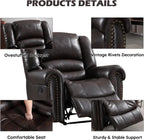 CANMOV Leather Recliner Chair, Classic and Traditional Manual Recliner Chair with Comfortable Arms and Back Single Sofa for Living Room, Nut Brown - image 29