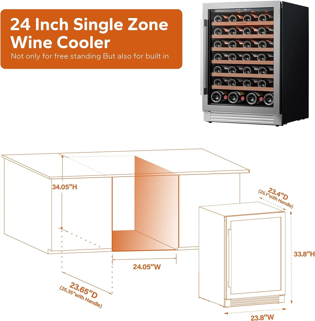 24'' Wine Cooler Refrigerator - 46 Bottle Wine Fridge Dual Zone with Modern Touch Intelligent Digital 40°-65°F Low Noise, Built in or Freestanding Wine Cooler for Home and Kitchen - image 28