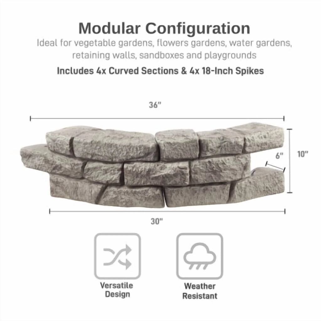 RTS Home Accents Rock Lock Raised Garden Bed Curved Rock (Pack of 4) - image 3