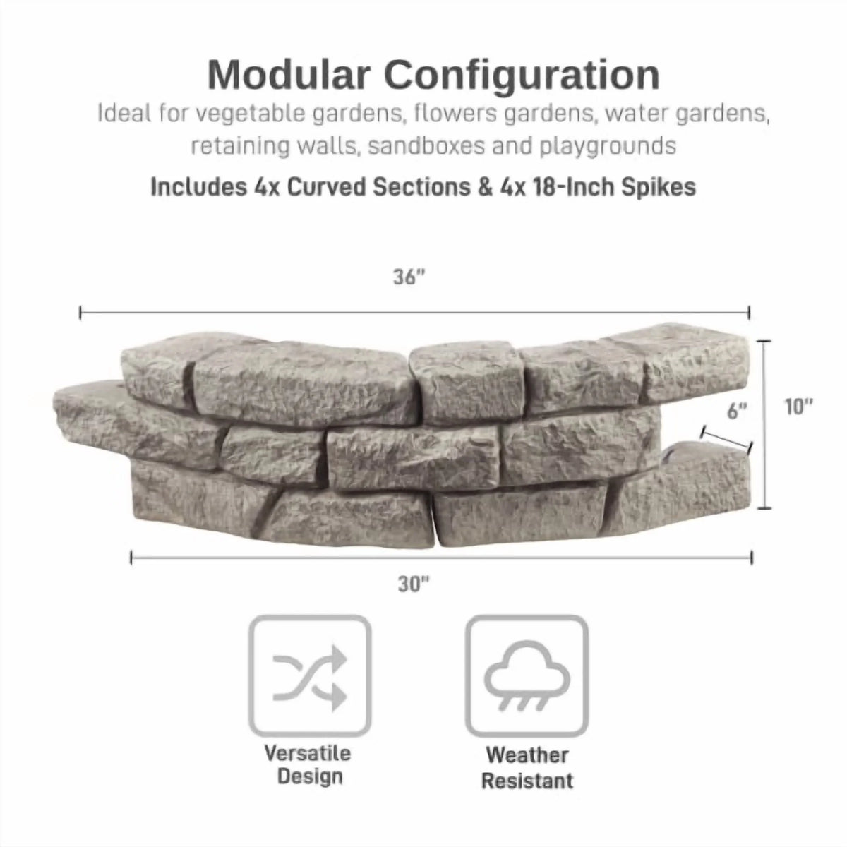RTS Home Accents Rock Lock Raised Garden Bed Curved Rock (Pack of 4) - image 3
