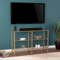 Jensen Gold Metal Console Table with Glass Shelves by SEI Furniture - Narrow Design - image 1