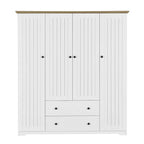Freestanding 4-Door Wardrobe Armoire with 2 Drawers and Hanging Rods for Clothes Storage - image 9
