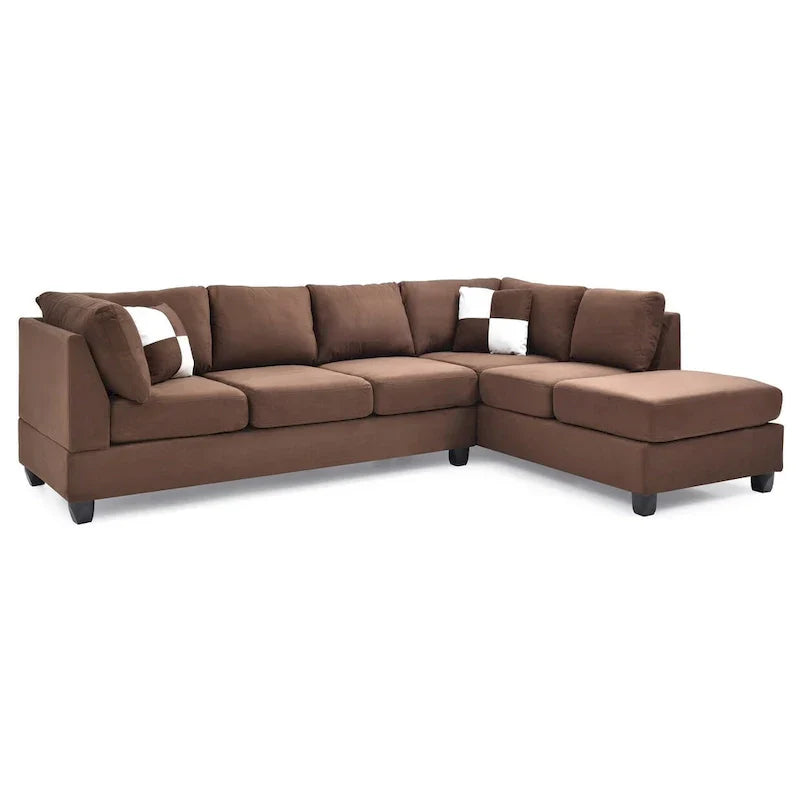 Malone 111-Inch Suede 4-Seater Sectional Sofa with Two Throw Pillows - Dimensions: 111L x 78W x 34H - image 20
