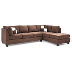 Malone 111-Inch Suede 4-Seater Sectional Sofa with Two Throw Pillows - Dimensions: 111L x 78W x 34H - image 20