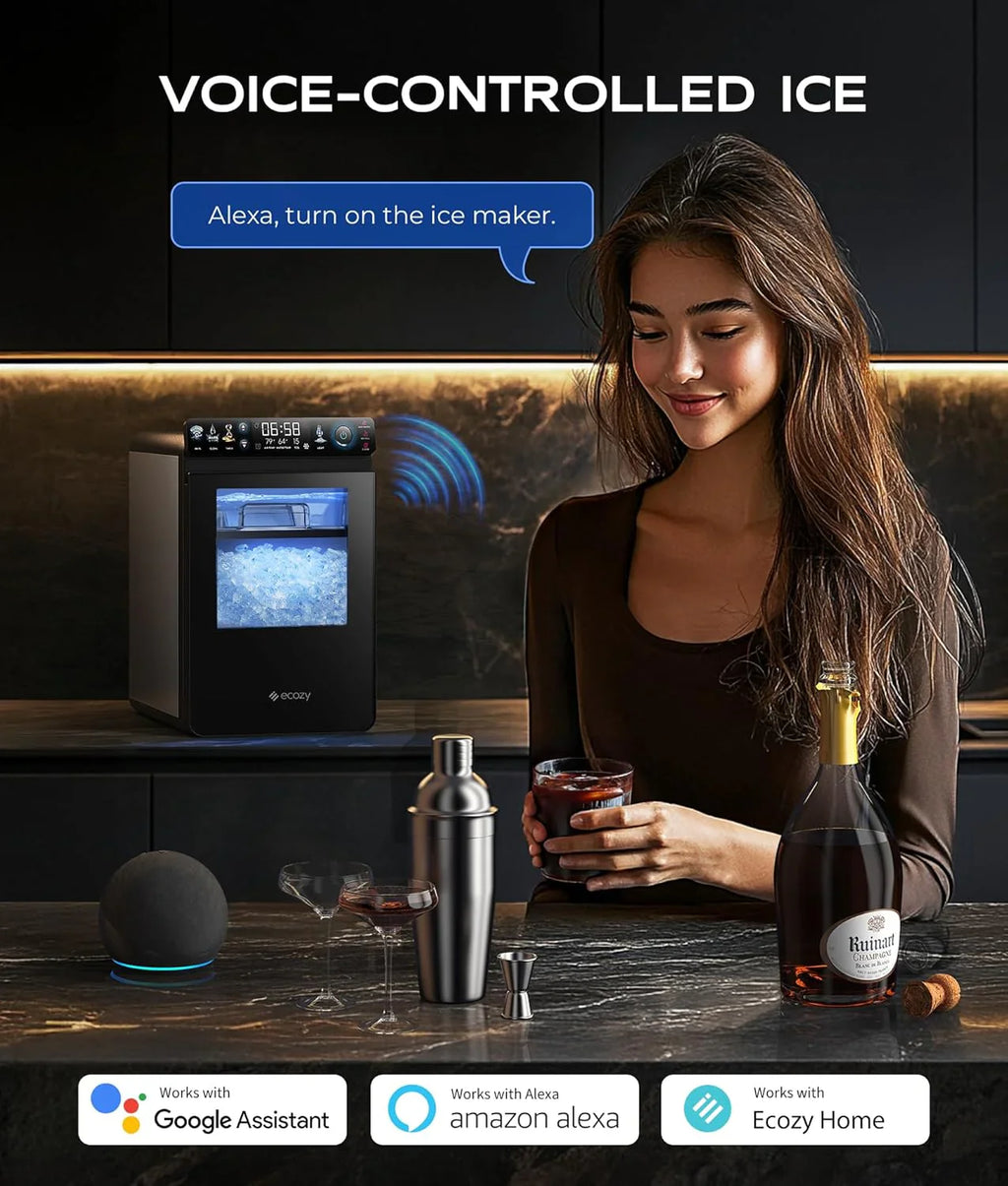 Nugget Ice Maker Countertop, Smart Pebble Ice Machine with APP Control, 44 lbs/24H Soft Pellet Chewable Ice with Self-Cleaning, Stainless Steel. - image 8