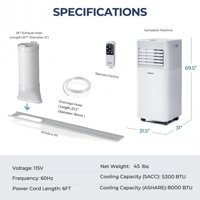 8000 BTU 3-in-1 Air Cooler with Dehumidifier and Fan Mode - image 16