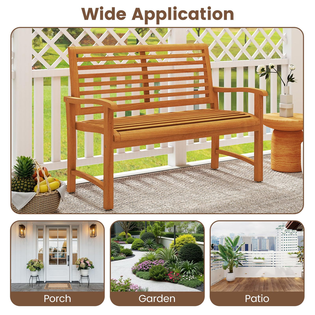 Tangkula Patio Garden Park Bench with Slatted Backrest & Seat - image 9