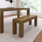 Plank+Beam Modern Dining Bench, Solid Wood Bench for Dining Table, 49", Blonde Wirebrush - image 3