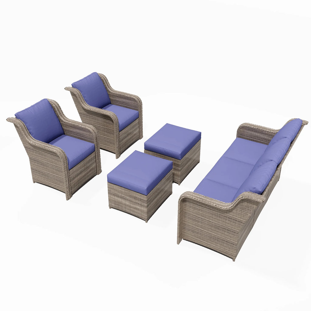 Ainfox 7 Pcs Outdoor Patio Furniture Sofa Set on Sale, Grey Rattan Grey Cushion - image 52