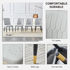 Contemporary Set of 4 Faux Leather Dining Chairs with Cushioned Backrests and Metal Legs – Ideal for Dining Rooms, Living Rooms, and Bedrooms - image 7