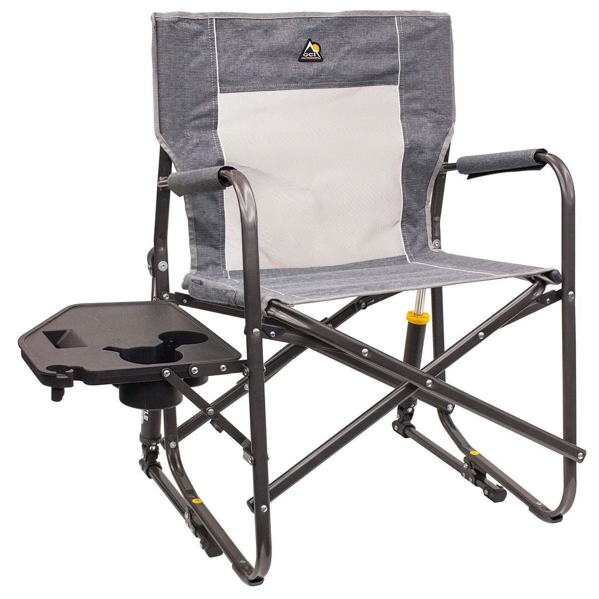 GCI Outdoor Freestyle Rocker with Side Table Foldable Rocking Camp Chair, Heathered Pewter - image 1