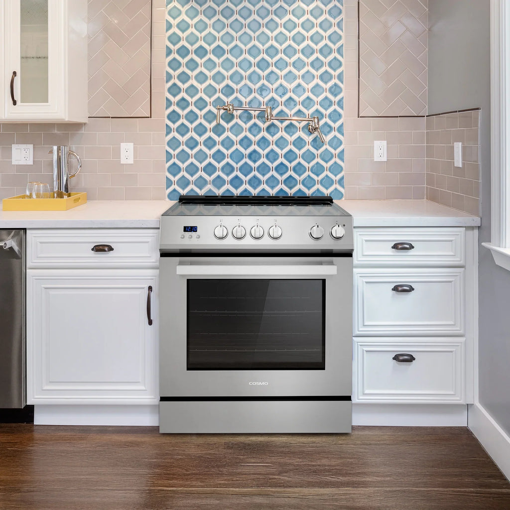 Cosmo 30 in. Stellar Collection 5.0 cu. ft. Electric Range with 4 Burner Glass Cooktop and Convection Oven in Stainless Steel - image 3