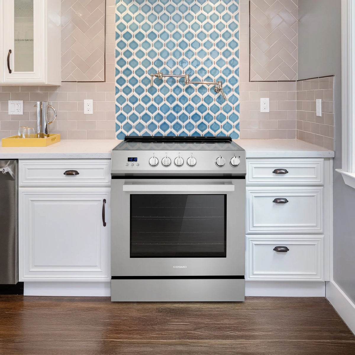 Cosmo 30 in. Stellar Collection 5.0 cu. ft. Electric Range with 4 Burner Glass Cooktop and Convection Oven in Stainless Steel - image 3