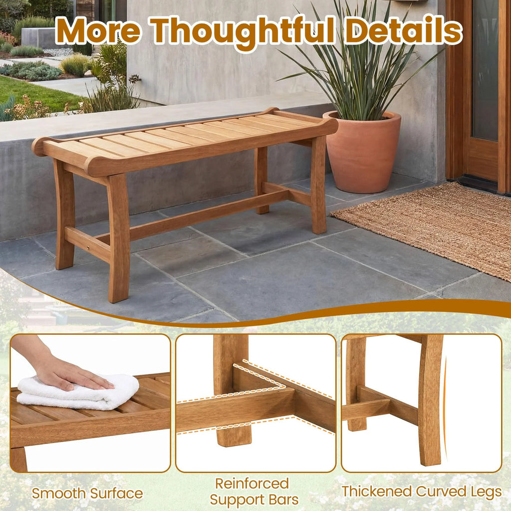 Tangkula 41.5" Patio Backless Bench with Slatted Seat - image 7