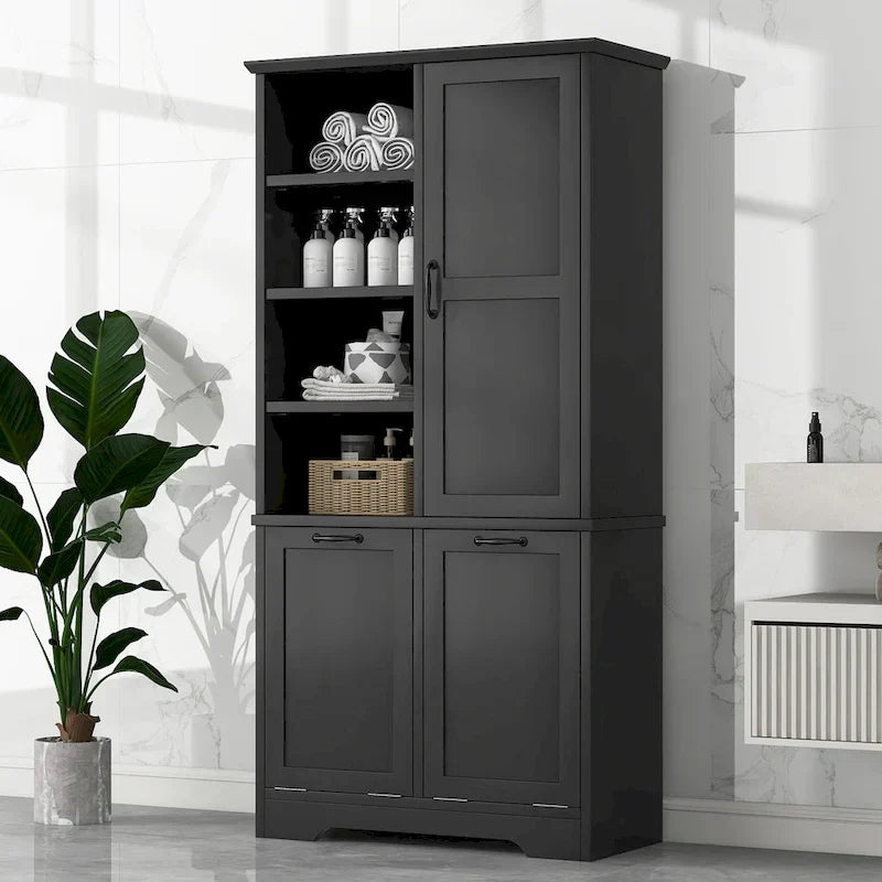 Multi-Functional Bathroom Storage Cabinet with Doors, Drawers, and Tilt-Out Laundry Hamper - image 4