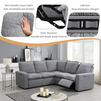 Linen Upholstered Power Recliner L-Shaped Sectional Sofa with USB Port - Soft Home Theater Seating for Living Room - image 15