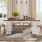 Modern Dining Table with Rectangular Top and Metal Base for 6 to 8 Seating - image 15