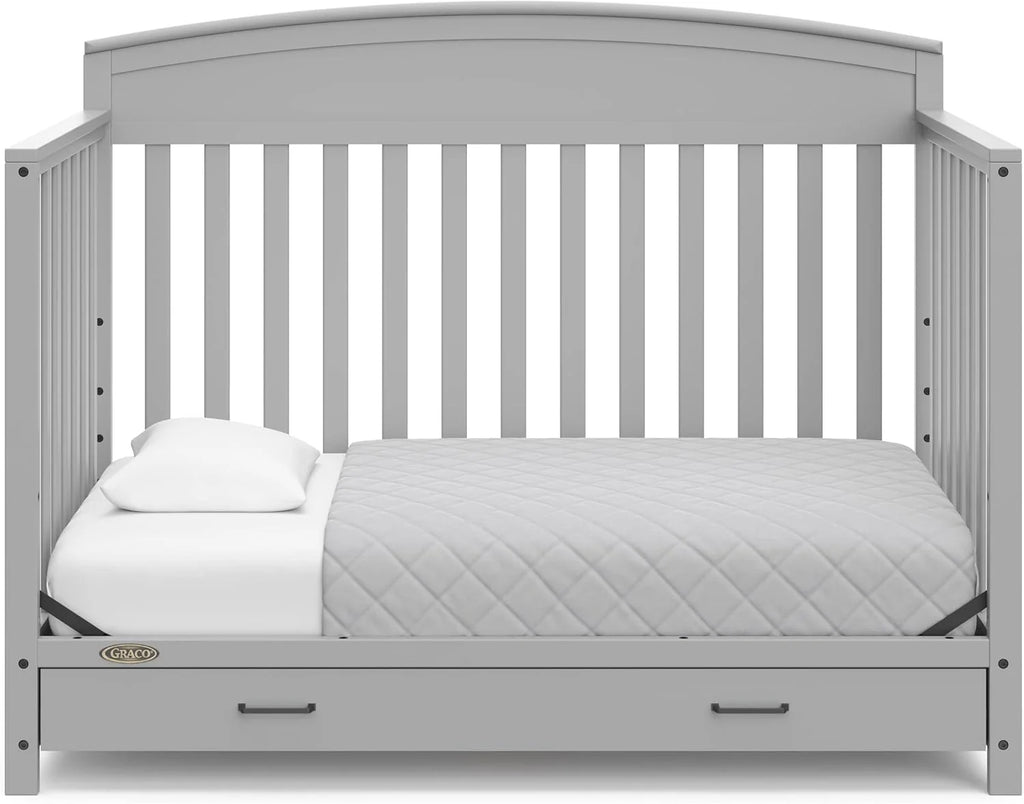 5-in-1 Convertible Baby Bed (with drawers, white) - Green Guardian Gold Certification, built-in baby bed storage drawer, convertible to toddler bed, day bed and full-size bed - image 4