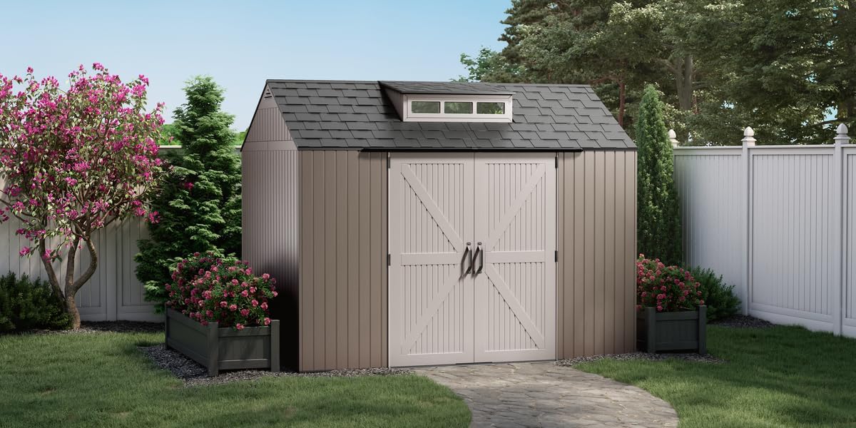 Rubbermaid Resin Outdoor Storage Shed With Floor Weather Resistant Gray Organization for Home - image 17
