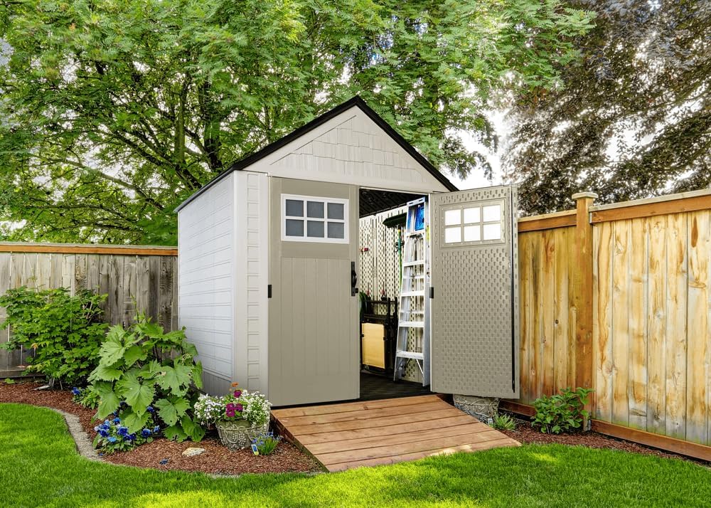 Rubbermaid Resin Outdoor Storage Shed With Floor Weather Resistant Gray Organization for Home - image 41