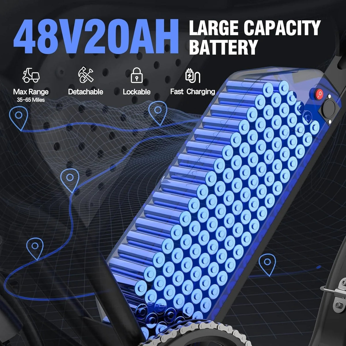 Electric bike Q20, 2000W, 52V, 30-180 miles, all-terrain fat bike for adults - image 4