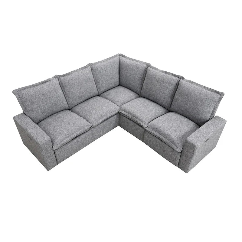Linen Upholstered Power Recliner L-Shaped Sectional Sofa with USB Port - Soft Home Theater Seating for Living Room - image 19