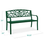 Best Choice Products Outdoor Steel Bench Garden Patio Porch Furniture W/ Floral Design Backrest - Black - image 40