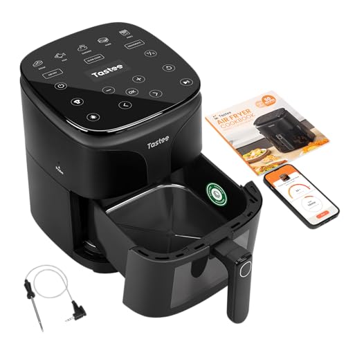 Tastee Ceramic Air Fryer, 8 in 1 Compact 5.5QT AirFryers, 450°F Digital Airfryer Dehydrator with Smart Probe, 24 Presets One touch Cooking, In app Recipes with Window, Dishwasher safe & Non stick : Home & Kitchen - image 1