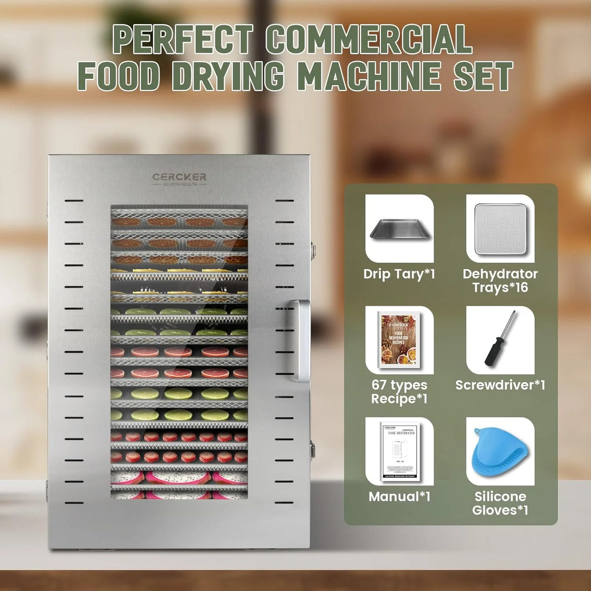 Commercial Food Dehydrator 16 Trays 1500W 70-190 F Large - image 6