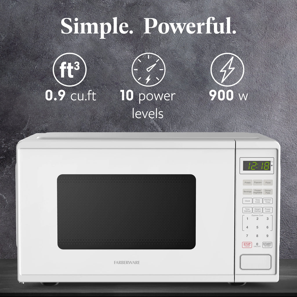 Farberware FMGZ09BKA 0.9 Cu. Ft. Microwave Oven, 900W, Digital Control, LED Display, 6 Cooking Presets, Black - image 22