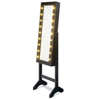 Costway Black Mirrored Jewelry Cabinet Organizer with 18 LED Lights - image 8