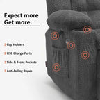 MCombo Power Loveseat Recliner, Electric Reclining Loveseat Sofa with Heat and Vibration, Cupholders, USB Charge Ports RS6314 - image 21