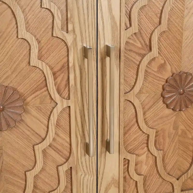Large Floral Carved Storage Cabinet - Sideboard Buffet - image 13
