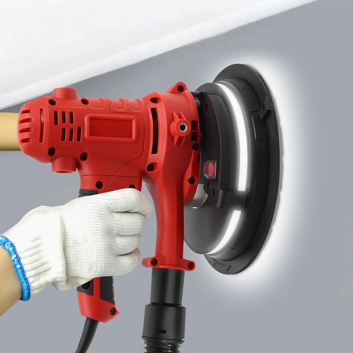 ChicHomey LED Light Equipped Orbital and Drywall Sander, 1200W, 7in Grinding Disc, 78.7in Hose, Adjustable Handle for Enhanced Comfort and Control - image 2